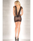 Short Sleeved Abstract Patterned Mini Dress