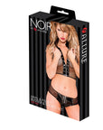 Noir Vinyl Fishnet Bustier & Shorts Set