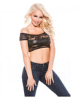 Kitten Lace & Wet Look Cute Top & G String Set