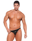 Zeus Wet Look Zipper Stud Thong