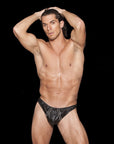 Noir Mens Faux Leather Look Thong