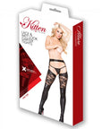 Kitten Lace & Wet Look Garter Tights