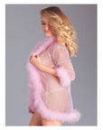Sheer Robe With Feather Trim
