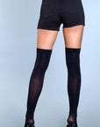 Lace Up Illusion Opaque Thigh Highs With Attached Garter