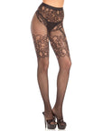 Crotchless Fishnet & Lace Pantyhose