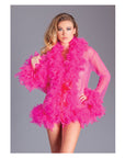 Sheer Feather Trim Robe
