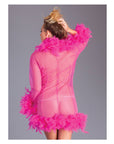 Sheer Feather Trim Robe