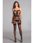 Sheer Crotchless Bodystocking With Mock Garterbelt