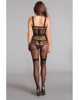 Ruffle Shoulder Strap Crotchless Sheer Bodystocking