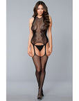 Halter Lace Net Suspender Bodystocking