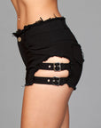 Denim Shorts With Buckle Sides