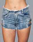 Denim Shorts With Buckle Sides