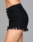 High Waisted Denim Shorts With Fringe