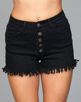 High Waisted Denim Shorts With Fringe