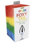 Rainbow Foxy Tail Fur Tail With Stainless Steel Butt Plug