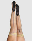 Kixies Ruby Thigh highs With Back Seam And Cuban Heel