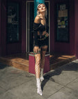 Kixies Michelle Large Diamond Fishnet Thigh Highs
