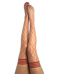 Kixies Claudia Large Diamond Red Fishnet Thigh High