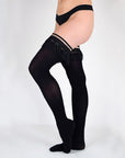 Kixies Keila Fringe Black Semi-Opaque Thigh Highs