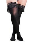Kixies Keila Fringe Black Semi-Opaque Thigh Highs
