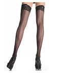Leg Avenue - Sheer Lace Top Stockings with Backseam