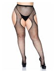 Leg Avenue - Crystalized Fishnet Suspender Pantyhose