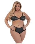 Matte Onyx Demi Bra And Crotchless Panty