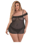 Ruffled Fly Away Baby Doll And Split Crotch Thong