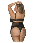 Passion Point High Neck Bra, Gartered Waist Cincher And Thong Set