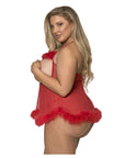 Marabou Cupless And Crotchless Baby Doll Set