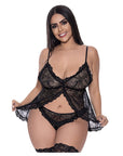 Ooh La Lace Baby Doll And Split Crotch Panty Set