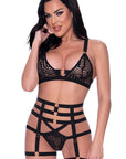 Rude Awakening Bralette, Thigh High Garter & Cheeky Panty Set