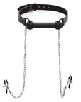 Black Silicone Bit Gag with Nipple Clamps