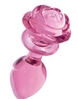 Pink Rose Glass Anal Plug
