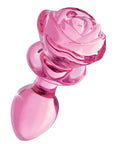 Pink Rose Glass Anal Plug