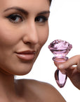 Pink Rose Glass Anal Plug