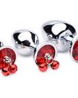 Red Gem with Bells Anal Plug Set