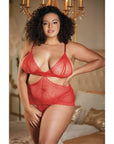 Allure Lace Peek-A-Boo Chemise And Ouverte G-String