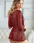 Allure Leopard Lace Robe With G-String