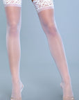 Stay Up Spandex Sheer Thigh Highs With Silicone Lace Top