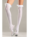 Sheer Thigh Highs With Garter Lace Ruffle Top