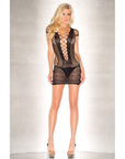 Short Sleeved Abstract Patterned Mini Dress