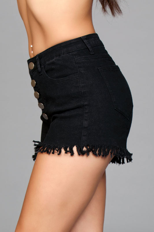 High Waisted Denim Shorts With Fringe