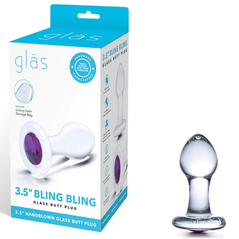 3.5 Inch Bling Bling Glass Butt Plug