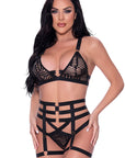 Rude Awakening Bralette, Thigh High Garter & Cheeky Panty Set