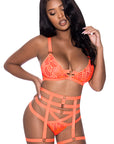 Rude Awakening Bralette, Thigh High Garter & Cheeky Panty Set