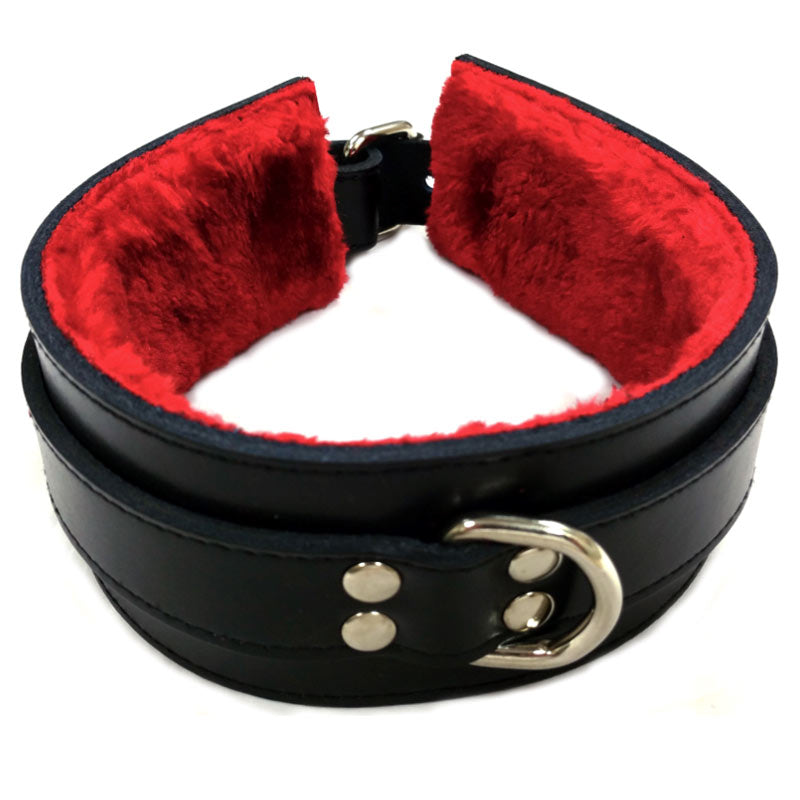 Rouge Garments Leather Collar with Faux Fur Lining Fur