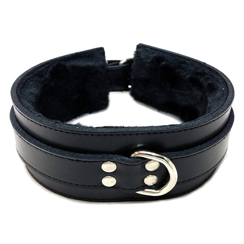 Rouge Garments Leather Collar with Faux Fur Lining Fur