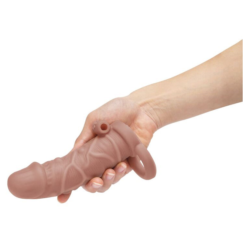 One Inch Vibrating Realistic Penis Extender With Ball Loop