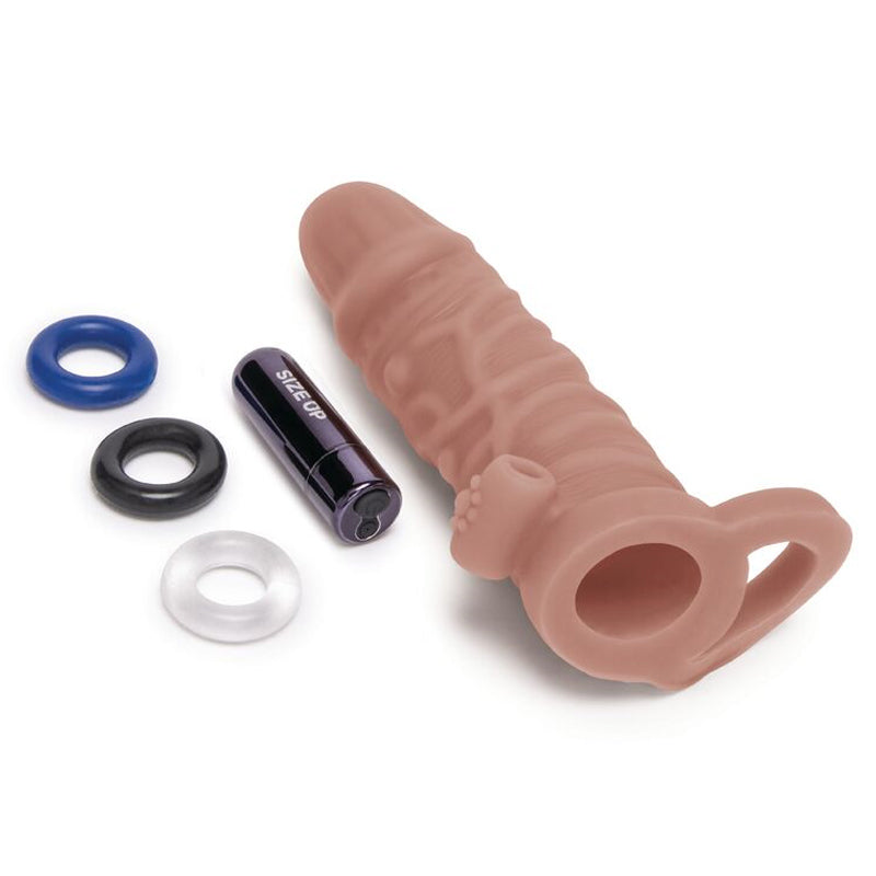 One Inch Vibrating Realistic Penis Extender With Ball Loop